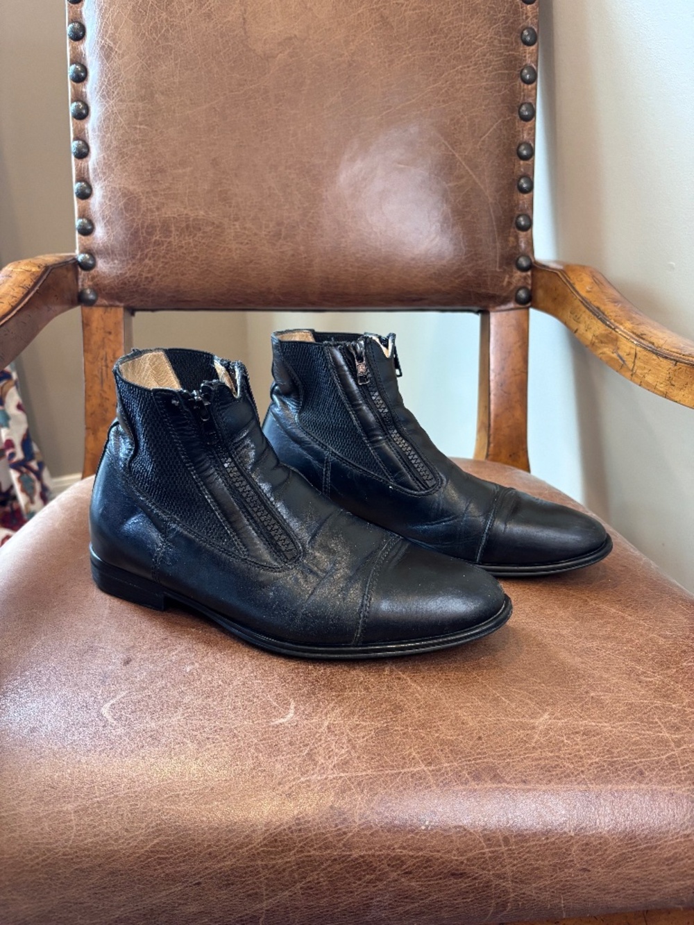 Parlanti black leather Paddock Boots Size 38